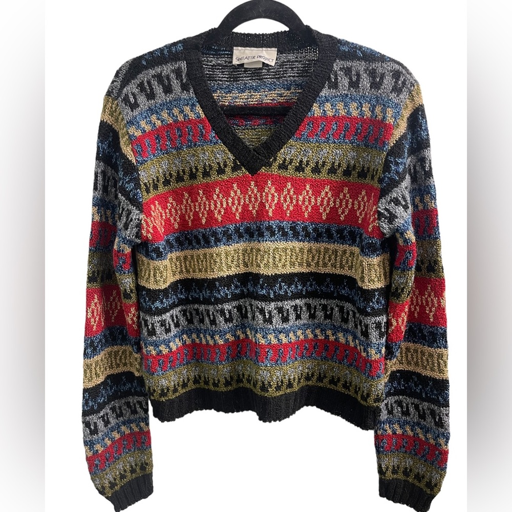 Vintage 90's‎ Sweater Project “Coogie-Style” Cropped V-Neck Sweater Size Large